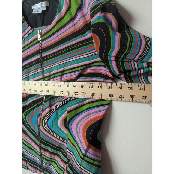 Maggy London 100% Silk Full Zip Jacket Size 4 Shacket Blazer Rainbow Swirl - Picture 6 of 6